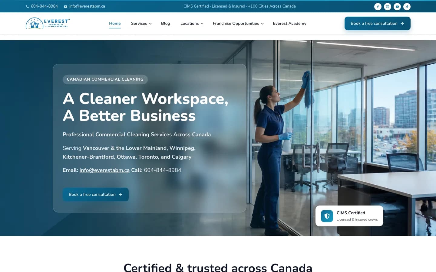 Everest Cleaning website on a laptop (desktop view of the home page)